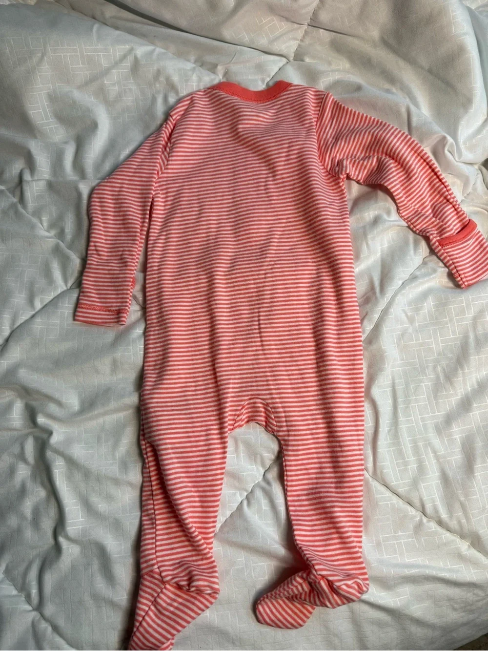 Old Navy Coral and White Striped Footed One-Piece